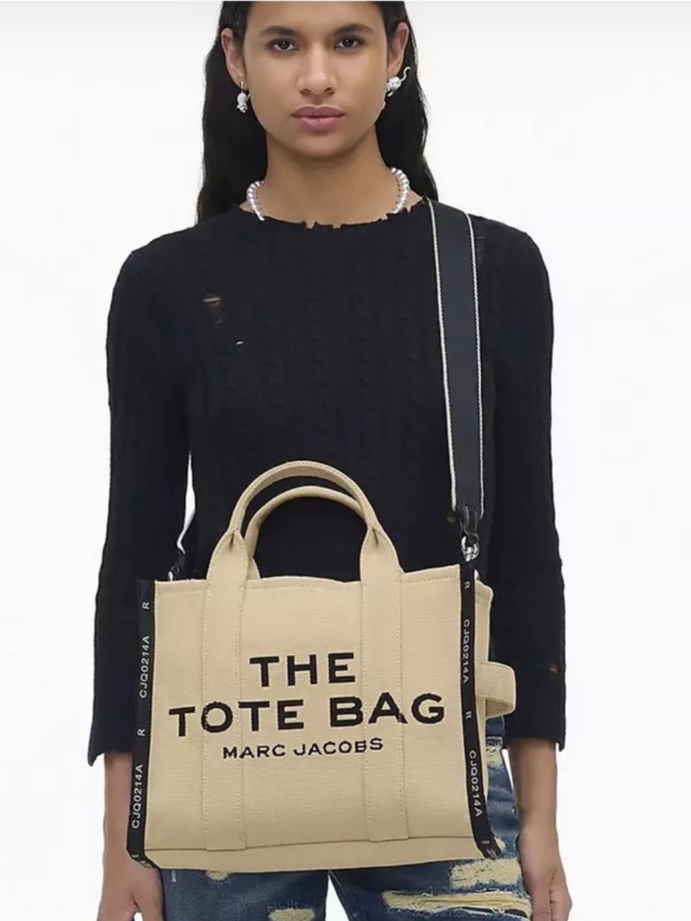 The Tote Bag Jacquard Medium Tote - Warm Sand
